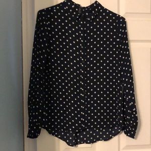 Sheer black and white polka dot blouse